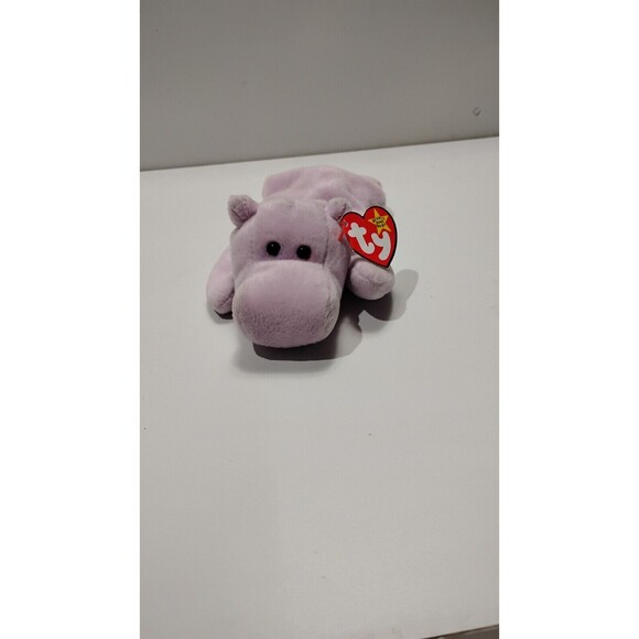 TY Original Beanie Babies 1993 Happy the Hippo 9" Purple Retired with Tags Baby - Picture 5 of 6